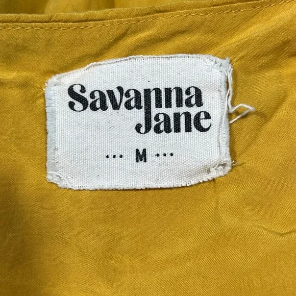 Savanna Jane Embroidered Tunic Top Yellow Mustard Short Sleeve Boho‎ M - Picture 6 of 8